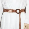 ceinture ethnique pour femmes, corde cirée de style bohème, nœud tressé, perles en bois faites à la main, corde de taille exquise