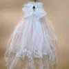 pince à cheveux voile blanc élégant, nœud en maille pour filles, gaze, strass, polyester, tulle de mariée, accessoires pour cheveux