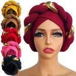 Turban africain, coiffure pour femmes, chapeau plissé, accessoires pour cheveux, Hijab musulman enveloppé arabe