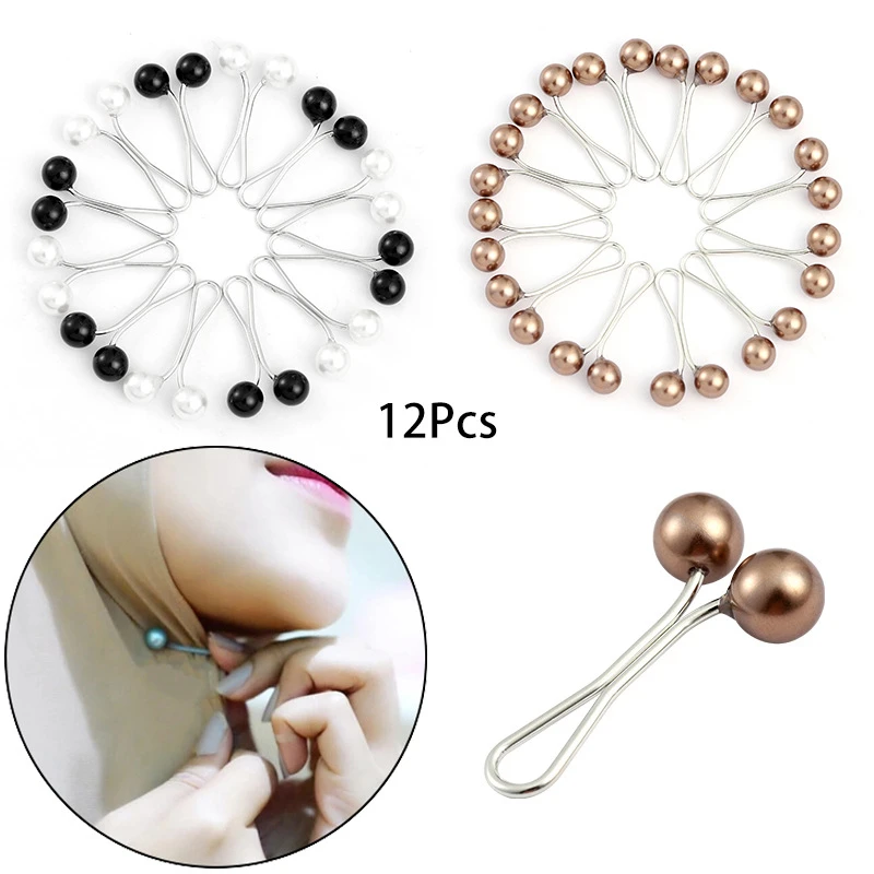 12 pièces multicolore foulard perle broches Clips broches Hijab écharpe Clips musulman arabe châle islamique accessoires femmes bijoux nouveau