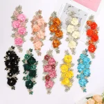 Appliques de tissu à coudre de fleurs 3D en strass pour vêtements, bandeaux de fleurs, artisanat, décoration de fête, appliques de couture