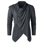 Vendus-Cardigan Overlap à Manches sulfpour Homme, Col Châle, Ouvert Devant, Y-Top