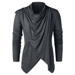 Vendus-Cardigan Overlap à Manches sulfpour Homme, Col Châle, Ouvert Devant, Y-Top