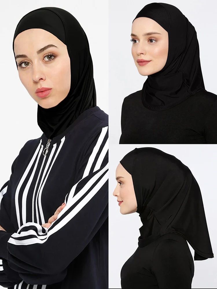 Hijab de sport en polyester pour femme musulmane, couvre-chef élégant pour document solide, toutes saisons, 1PC Hijab de sport en polyester pour femme musulmane, couvre-chef élégant pour document solide, toutes saisons, 1PC