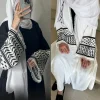 robe caftan musulmane pour femmes, abayas ouvertes, kimono, keffiyeh, broderie de glands, dubaï, islam cardigan, luxe, uni, ramadan, 2024
