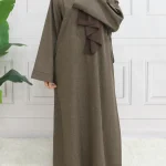 Abaya à manches longues et fermeture modeste, sans Hijab, avec ceinture, vêtements islamiques de base pour l&rsquo;aïd