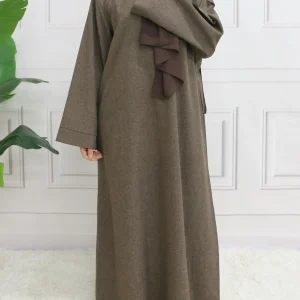 Abaya à manches longues et fermeture modeste, sans Hijab, avec ceinture, vêtements islamiques de base pour l&rsquo;aïd