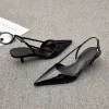 femmes noires bout pointu talons chaussures sandales 2025 robe fête mode été pantoufles nouveau marche tongs pompes diapositives