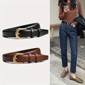 Ceinture simple décorative noire pour femmes, 1 pièce, à la mode, avec ceinture en jean, adaptée à un usage quotidien