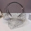 bandeaux en voile ajouré mystérieux pour femmes, couvre visage en maille décorative, cerceaux pour cheveux, couvre chef scène