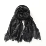 Écharpe rayée en coton et lin pour hommes et femmes, foulard doux et chaud avec pompon court, accessoires masculins, châles Bufandas