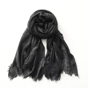 Écharpe rayée en coton et lin pour hommes et femmes, foulard doux et chaud avec pompon court, accessoires masculins, châles Bufandas