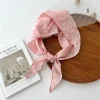 foulard de tête en coton et lin pour femme, écharpe de sauna, petit châle, petite fleur fine, mouchoir de la présidence, écharpe triangulaire pour cheveux, ins