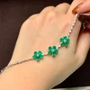 haute bijoux 925 argent vif vert émeraude plein diamant trèfle chaîne bracelet pt900 platine moissanite tennis bracelets bijoux