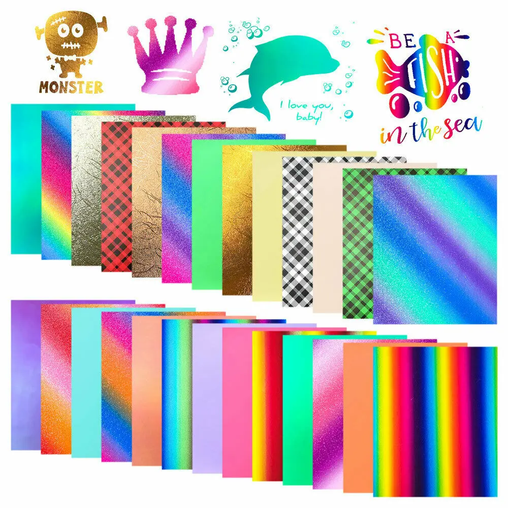 Feuille de vinyle à support adhésif lumineux à carreaux arc-en-ciel scintillants, 26 couleurs assorties pour l'artisanat en verre de la maison, décor de boîte aux lettres, bricolage pour couper