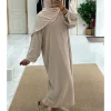 abaya en velours côtelé avec poche latérale, vêtements islamiques épais et chauds pour ramadan, robe modeste à manches longues pour femmes musulmanes de haute qualité, hiver