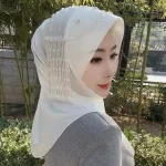 Nouveau chapeau musulman à bord souple en éponge de gaze à motifs d&rsquo;étoiles du moyen-orient, écharpe à enfiler pratique, Style pompon Double face