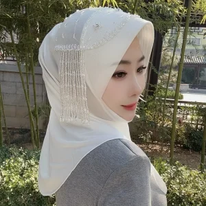 Nouveau chapeau musulman à bord souple en éponge de gaze à motifs d&rsquo;étoiles du moyen-orient, écharpe à enfiler pratique, Style pompon Double face