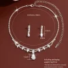 ensemble luxueux collier et boucles d'oreilles en maille de pierres précieuses à pampilles en zircon, bijoux fins en cristal pour femmes, vêtements de fête de mariage