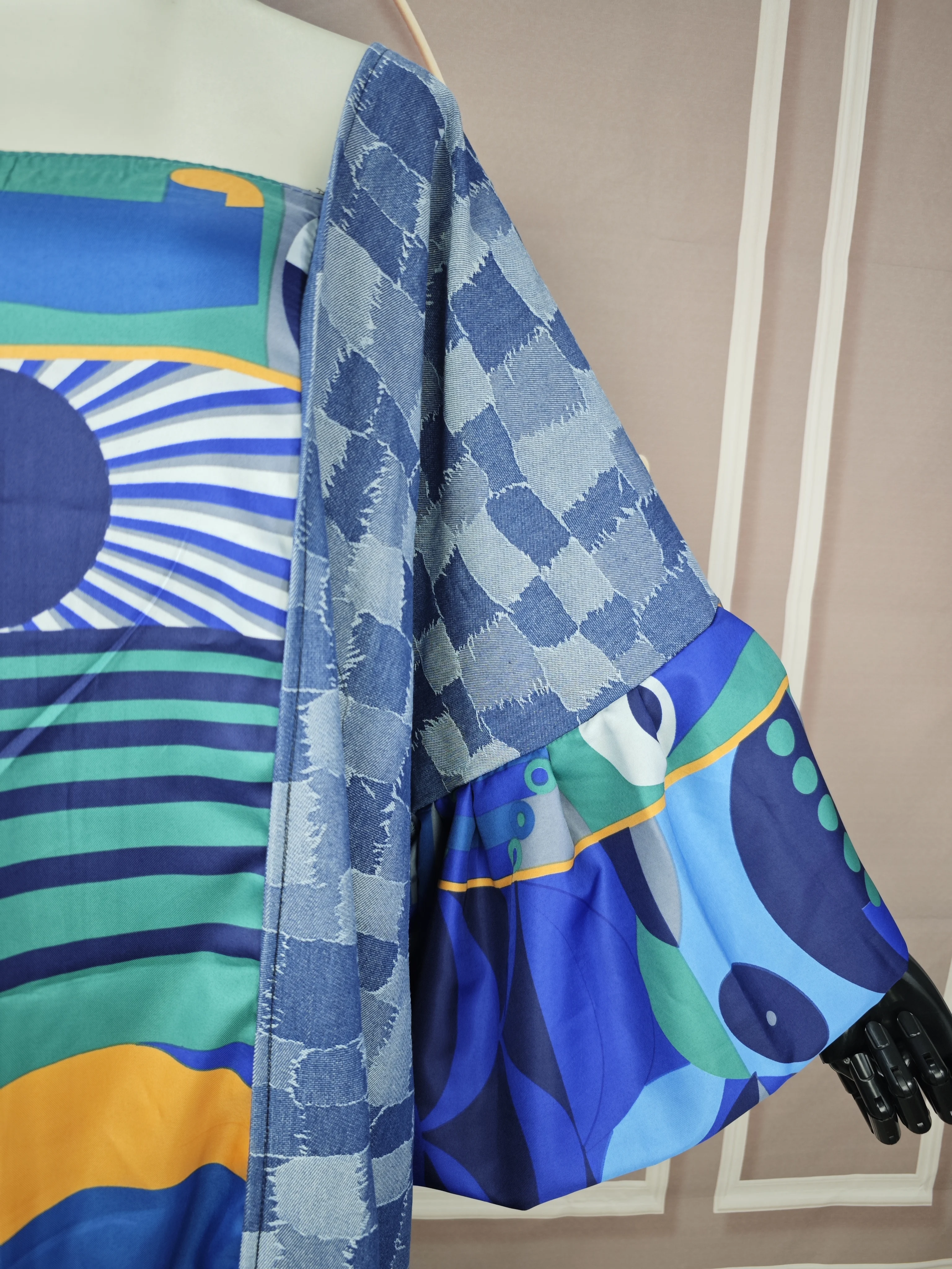 Robe caftan en denim à manches volantées pour femmes, mode africaine, décontracté, Europe, haute qualité, adt, longue Abaya, printemps, offre spéciale, nouveau