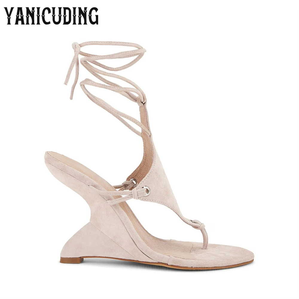 sandales tongs compensées sculptées, sandales d'été à bout rond, style nouveauté, bride à la cheville, sandales d'été multicolores pour femmes