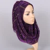 paillettes femmes or soie avec perles musulman hijab châles et enveloppes islamique turban femme foulard doux mince hijabs foulard