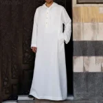Robe longue à capuche de style arabe pour hommes, vêtements musulmans, Abaya turque, mode islamique, document solide, robe de Ramadan simple, 2024