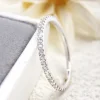 bague en argent sterling 925 pour femmes, brillante, 1.4mm, entièrement en zircon, empilable, uni, fête quotidienne, bijoux fins personnalisés