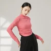 chemise d'entraînement à col haut pour femme, chemise athlétique de yoga sur le côté, cintrée, classique, corps pendant, séparés euse, pratique, manches longues, xl