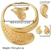 collier plaqué or, boucles d'oreilles, bracelet, bague, ensemble de bijoux pour femmes, coffret cadeau élégant pour fête de mariage, bijoutier, article de vente en liquidation