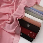 Mode Hijab pour femmes écharpe avec pain nouvelle bulle en mousseline de soie à la main collant fleur bateau ancre longue serviette gaze foulard musulman