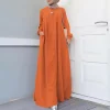 Abayas vertes pour femmes musulmanes, Caftan arabe, robes amples en coton et lin, vêtements à la mode, nouvelle collection 2025