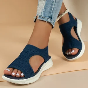 Chaussures pour femmes 2025 été confortable sandales de sport décontractées femmes plage sandales compensées femmes maille tricoté sandales romaines
