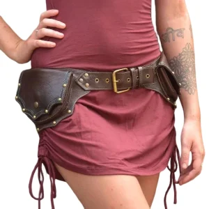 Sac de ceinture en cuir PU Steampunk médiéval pour femme, accessoires de costume de cosplay rétro, escalade de montagne, sac de sport en plein air, rivet
