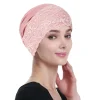 Casquettes Hijab musulmanes en dentelle de couleur unie pour femmes, Turban indien, Bonnet, coiffure à la mode, accessoires pour vêtements islamiques