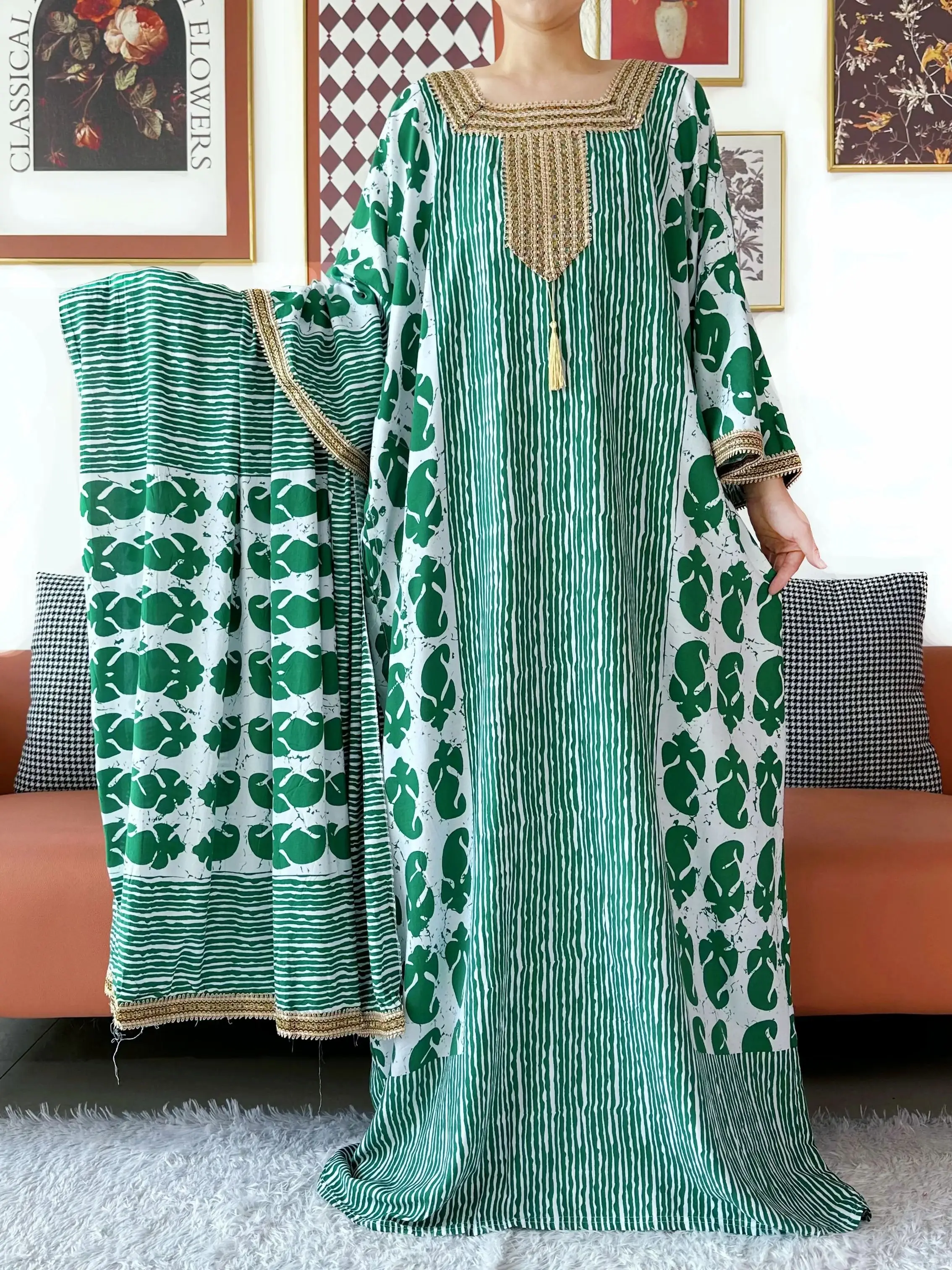 2025 Robe Abaya élégante manches chauve-souris épaules dénudées caftan coton femmes ample Abaya Boho robe Maxi tenue décontractée robes africaines