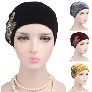 Foulard hijab en velours pour femmes, bandeaux de sauna, bonnet doux, turban islamique, bonnet chimio