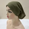 Chapeaux à tube uni H065, Turban musulman, couleur Pure, Hijabs intérieurs extensibles pour casquettes, prêt à porter, foulard sous le Bonnet Hijab pour femmes