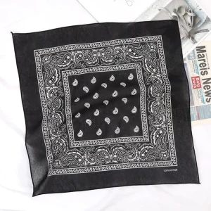 Unisexe Hijab Hommes Femmes Noir Coton Bandana Bandeau Cowboy Biker Sport Chapeaux Poignet Hairwrap Tête Wrap Écharpe Paisley Wraps
