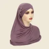 hijabs instantanés écharpe hijab avec diamants jersey casquettes bonnet marque design écharpe musulmane plaine tirer sur prêt à porter tête enveloppante