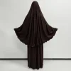 ensemble de prière en jersey de coton pour femmes musulmanes, hijab instantané, eid, ramadan, islam, corde en satin, jupe tiens imar, poches, jilbab, 2 pièces