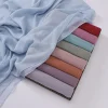 Écharpe brillante en mousseline de soie pour femme, hijab plissé et froissé, long châle islamique