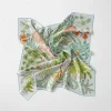 injplanchers f foulard carré imprimé d'arbres verts pour femme, bandana, petit hijab, bande de sauna
