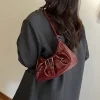 sacs à bandoulière en cuir pu pour femmes, design plissé avec ceinture, style y2k, sac sous les bras simple pour dames, sacs à main décontractés tendance