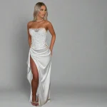 Robe De mariée fourreau en Satin à paillettes brillantes, fente latérale, sur mesure, 2026