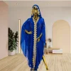 abaya nouvelle mode américaine européenne femmes noir bleu ample à capuche à manches longues longueur cheville brodé diamant clouté robe