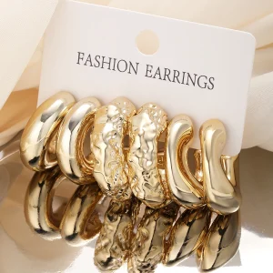 Boucles d&rsquo;oreilles minimalistes en forme de C pour femmes, mode classique européenne et américaine, cadeaux pour mères et meilleurs amis, 03/Wear, 6 pièces par ensemble