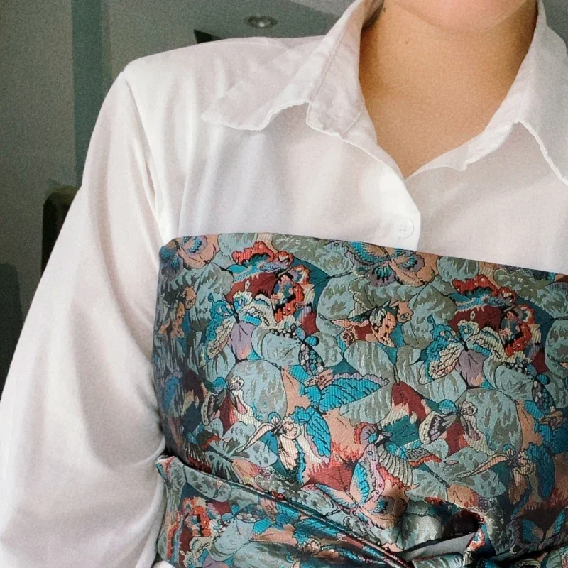 ceinture japonaise haori kimono entremiobi, tissu jacquard de brocart réglable, ceinture de chemise, décoration de robe, ceintures de smoking enveloppées sur la poitrine