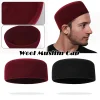 56 58 cm casquettes musulmanes hommes chapeau de prière hiver chaud laine islamique hijab casquettes arabe musulman chapeaux casquette vêtements accessoires