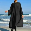 Maillot de bain modeste Burkini musulman tout couvert maillots de bain amples pour femmes couleur unie Robe à manches longues et Onesie maillots de bain avec Hijab Maillot de bain modeste Burkini musulman tout couvert maillots de bain amples pour femmes couleur unie Robe à manches longues et Onesie maillots de bain avec Hijab